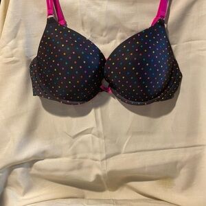 Victoria's Secret Black Bra with Multicolor Dots